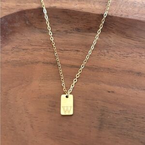 Gold Initial “ W “ Pendant Necklace
